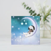 Lila Moon Ethnic Baby Girl Dusche Einladung (Stehend Vorderseite)