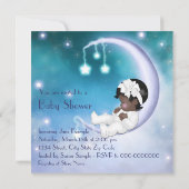 Lila Moon Ethnic Baby Girl Dusche Einladung (Rückseite)