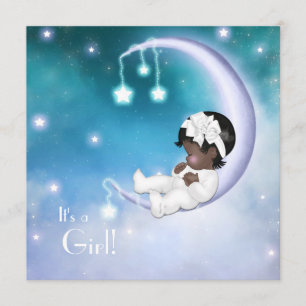 Lila Moon Ethnic Baby Girl Dusche Einladung