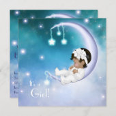 Lila Moon Ethnic Baby Girl Dusche Einladung (Vorne/Hinten)