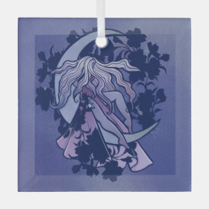 Lila Moon Goddess Wiccan Triple Moon Symbol Art Ornament Aus Glas