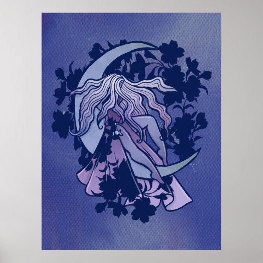 Lila Moon Goddess Wiccan Triple Moon Symbol Art Poster (Vorne)