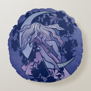 Lila Moon Goddess Wiccan Triple Moon Symbol Art Rundes Kissen