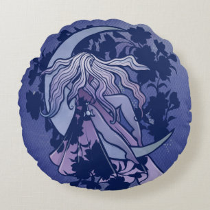 Lila Moon Goddess Wiccan Triple Moon Symbol Art Rundes Kissen