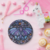 Lila Moon Moth Daisies Pappteller (Party)