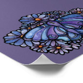 Lila Moon Moth Daisies Poster (Ecke)
