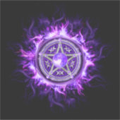 Lila Moon Pentagram Aufkleber (Vorderseite)