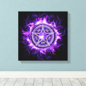 Lila Moon Pentagram Leinwanddruck (Insitu (Holzboden))