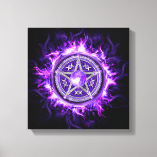 Lila Moon Pentagram Leinwanddruck