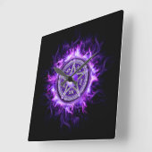 Lila Moon Pentagram Quadratische Wanduhr (Winkel)