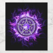 Lila Moon Pentagram Weinetikett (Einzelnes Label)