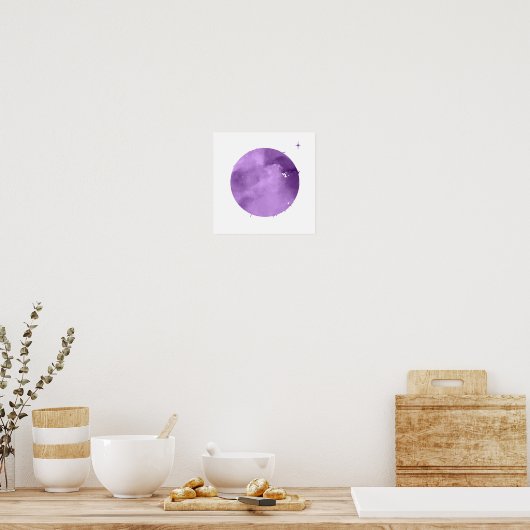 Lila Moon & Star Night Sky Poster (Küche)