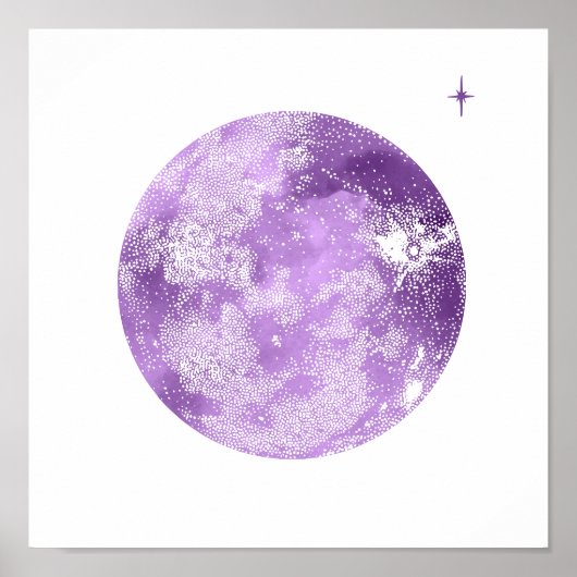 Lila Moon & Star Night Sky Poster (Vorne)