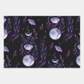 Lila Moon- und Moth-Wrapping-Papierblätter Geschenkpapier Set (Vorderseite)
