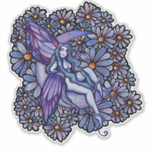 Lila MoonChild Fairy Moon Kinderblume Feen Aufkleber