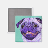 Lila Mops Magnet (Vorderseite/Rückseite)