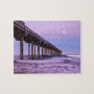 Lila Morgendämmerung über Pier, Kalifornien Puzzle