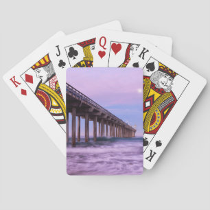 Lila Morgendämmerung über Pier, Kalifornien Spielkarten
