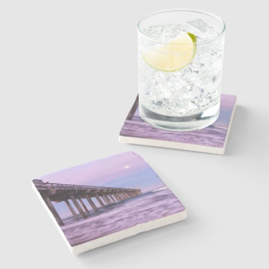 Lila Morgenröte Steinuntersetzer (Seitenansicht)