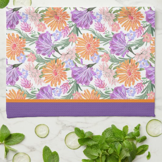 Lila Morning Glory Geschirrtuch (Gefaltet)