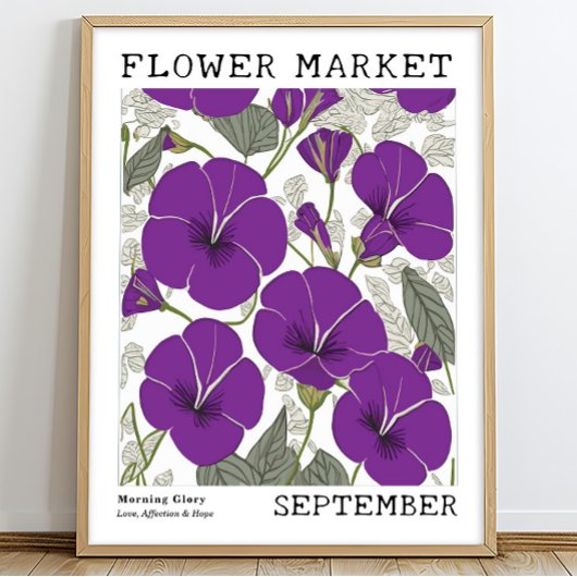 Lila Morning Glory September Geburtsmarkt Blume Poster