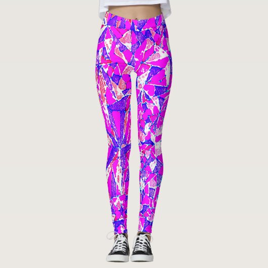 Lila Mosaik Leggings (Vorderseite)