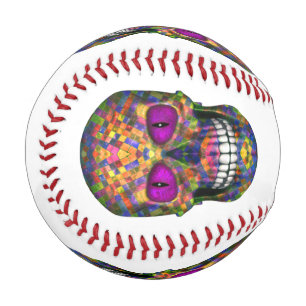 Lila Mosaik Zucker Schädel Zombie Baseball