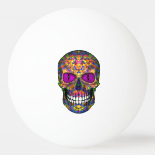 Lila Mosaik-Zuckerschädeluntoter Ping Pong Ball Tischtennisball