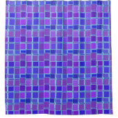 Lila Mosaikquadrate Fliesenmuster Duschvorhang (Vorderseite)