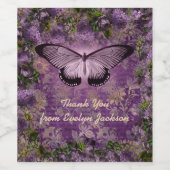 Lila Moth Floral Newspaper Ephemera Vielen Dank Weinetikett (Einzelnes Label)