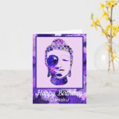 Lila Motivierend Buddha Head Geburtstagskarte Karte (Gelbe Blume)