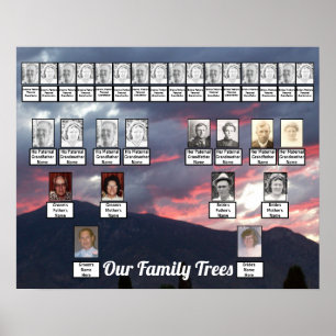 Lila Mountain Sunset Foto United Family Trees Poster