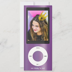 Lila MP3-Musikplayer-Geburtstag Einladung