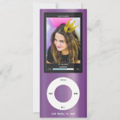 Lila MP3-Musikplayer II Geburtstag Einladung (Vorderseite)
