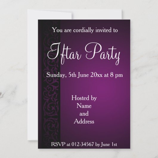 Lila Mubarak Moon Moschee Einladung (Rückseite)