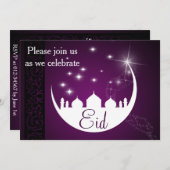 Lila Mubarak Moon Moschee Einladung (Vorne/Hinten)