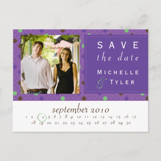 Lila Multi Circle Save the Date Card Ankündigungspostkarte (Vorderseite)