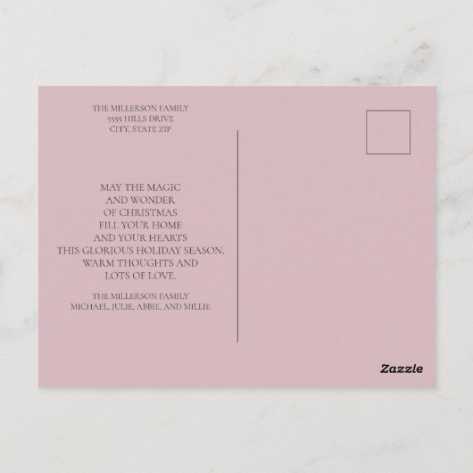 Lila Multi-Foto Weihnachtsfeiertag Gruß Postkarte (Rückseite)