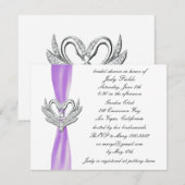 Lila Multiband-Silberschwänze-Brautparty laden ein Einladung (Vorne/Hinten)