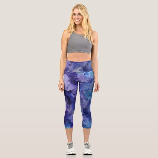 Lila MultiColor  Capri Leggings (Vorderseite)