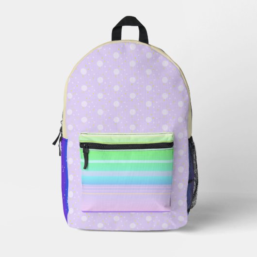 Lila Multicolorkunst Bedruckter Rucksack (Vorderseite)