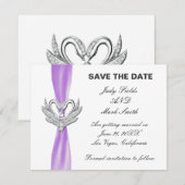 Lila Multifunktionsleisten-Silberschwänze Save the Einladung (Vorne/Hinten)