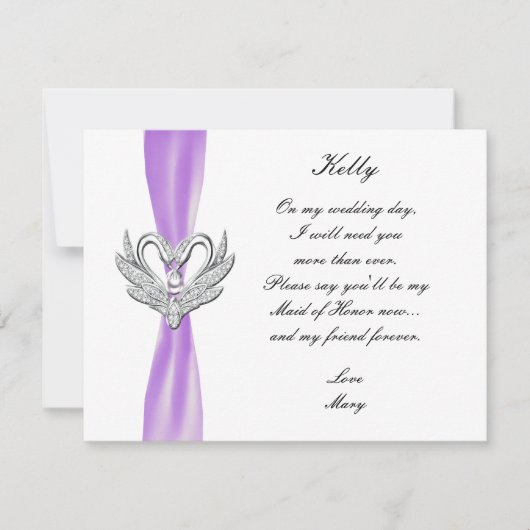 Lila Multifunktionsleisten-Silberschwänze-Trauzeug Einladung (Vorderseite)