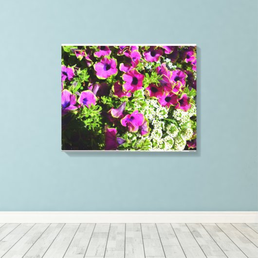 Lila Mum und weiße Blume Leinwanddruck (Insitu (Holzboden))