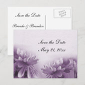 Lila Mums Postkarte - Save the Date (Vorne/Hinten)