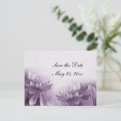 Lila Mums Postkarte - Save the Date (Stehend Vorderseite)