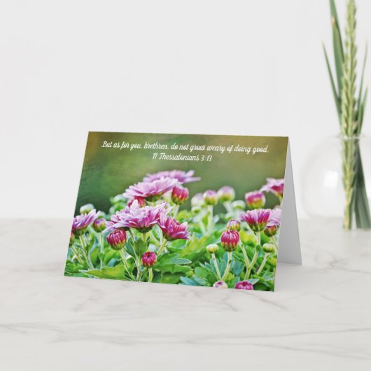 Lila Mums Scripture Card 2 Thessalonisch 3:13 Karte (Vorderseite)