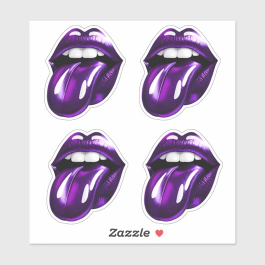 Lila Mund Aufkleber (Blatt)