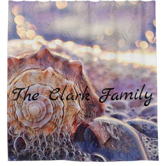 Lila Muschel im Meeresbild Duschvorhang (Vorderseite)