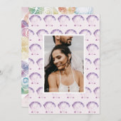 Lila Muschel Wasserfarbe Foto & QR Save The Date (Vorne/Hinten)